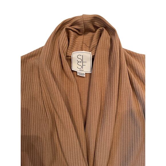 NWT Sarah Liller San Francisco Tan / Brown Ribbed Long Sleeve Dress $219 MSRP - Picture 2 of 8